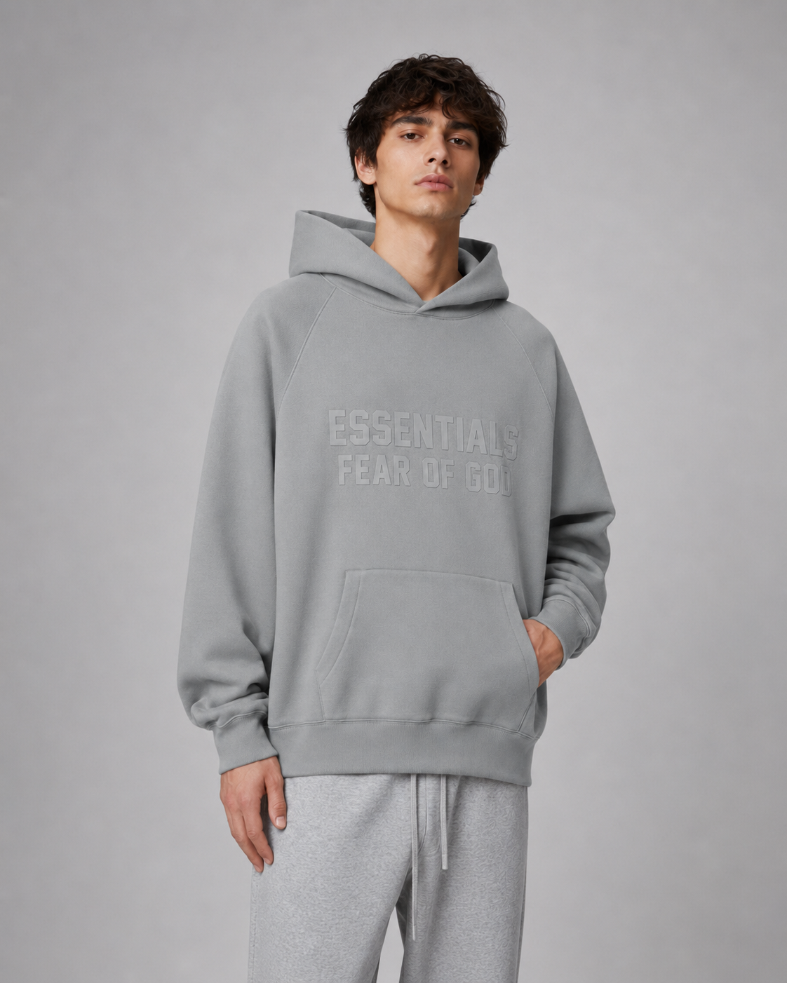 AMBERELLE Season 9 Tonal Logo Fleece Hoodie in gray