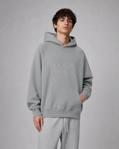 AMBERELLE Season 9 Tonal Logo Fleece Hoodie in gray
