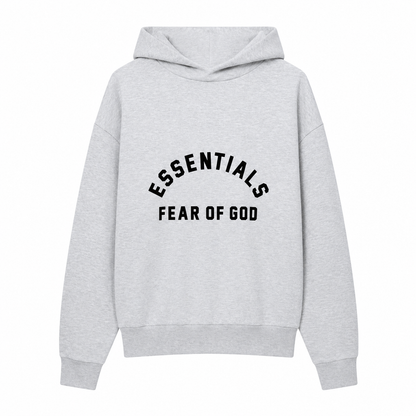 AMBERELLE Season 10 Arch Logo Fleece Hoodie in light heather grey