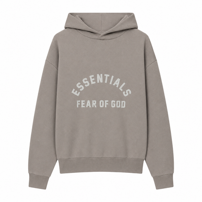 AMBERELLE Season 10 Arch Logo Fleece Hoodie in cream