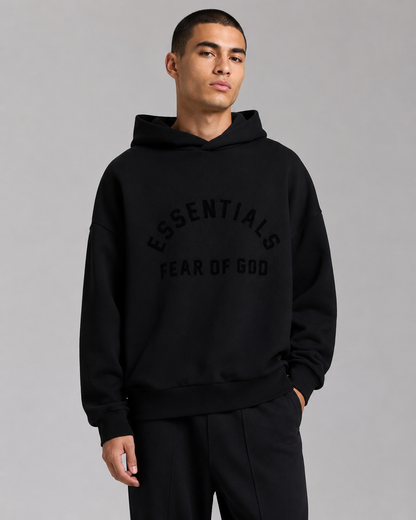 AMBERELLE Season 10 Arch Logo Fleece Hoodie in cream