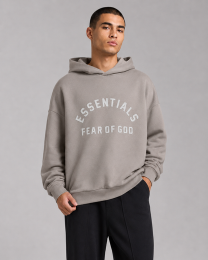 AMBERELLE Season 10 Arch Logo Fleece Hoodie in cream