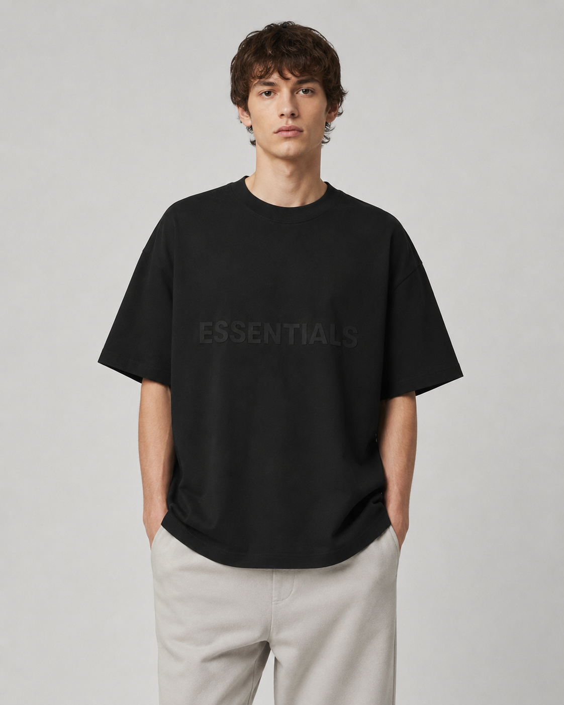 AMBERELLE Core Silicone Label Oversized T-Shirt in gray