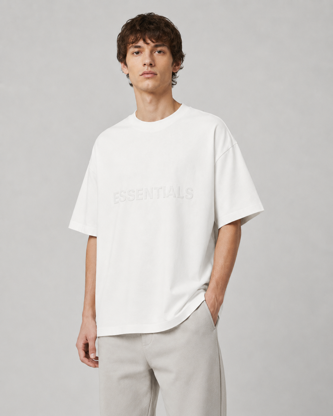AMBERELLE Core Silicone Label Oversized T-Shirt in white