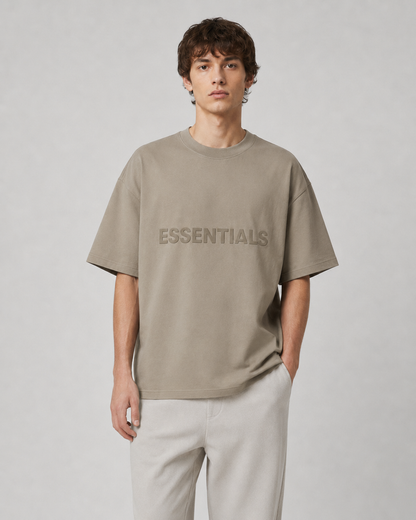 AMBERELLE Core Silicone Label Oversized T-Shirt in cream