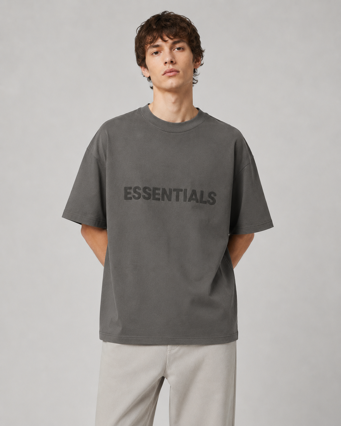 AMBERELLE Core Silicone Label Oversized T-Shirt in gray
