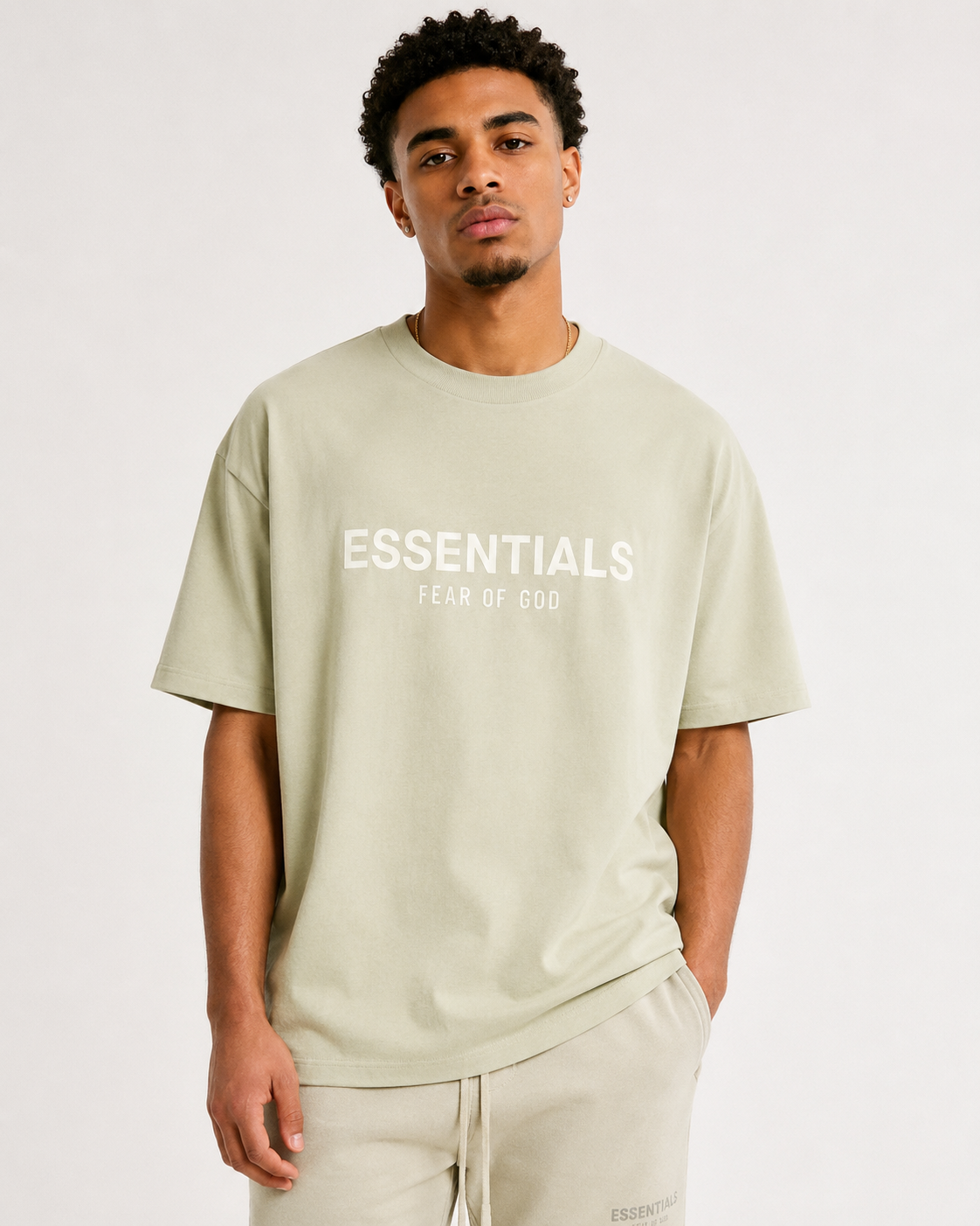 AMBERELLE Tonal Raised Logo Oversized T-Shirt in green