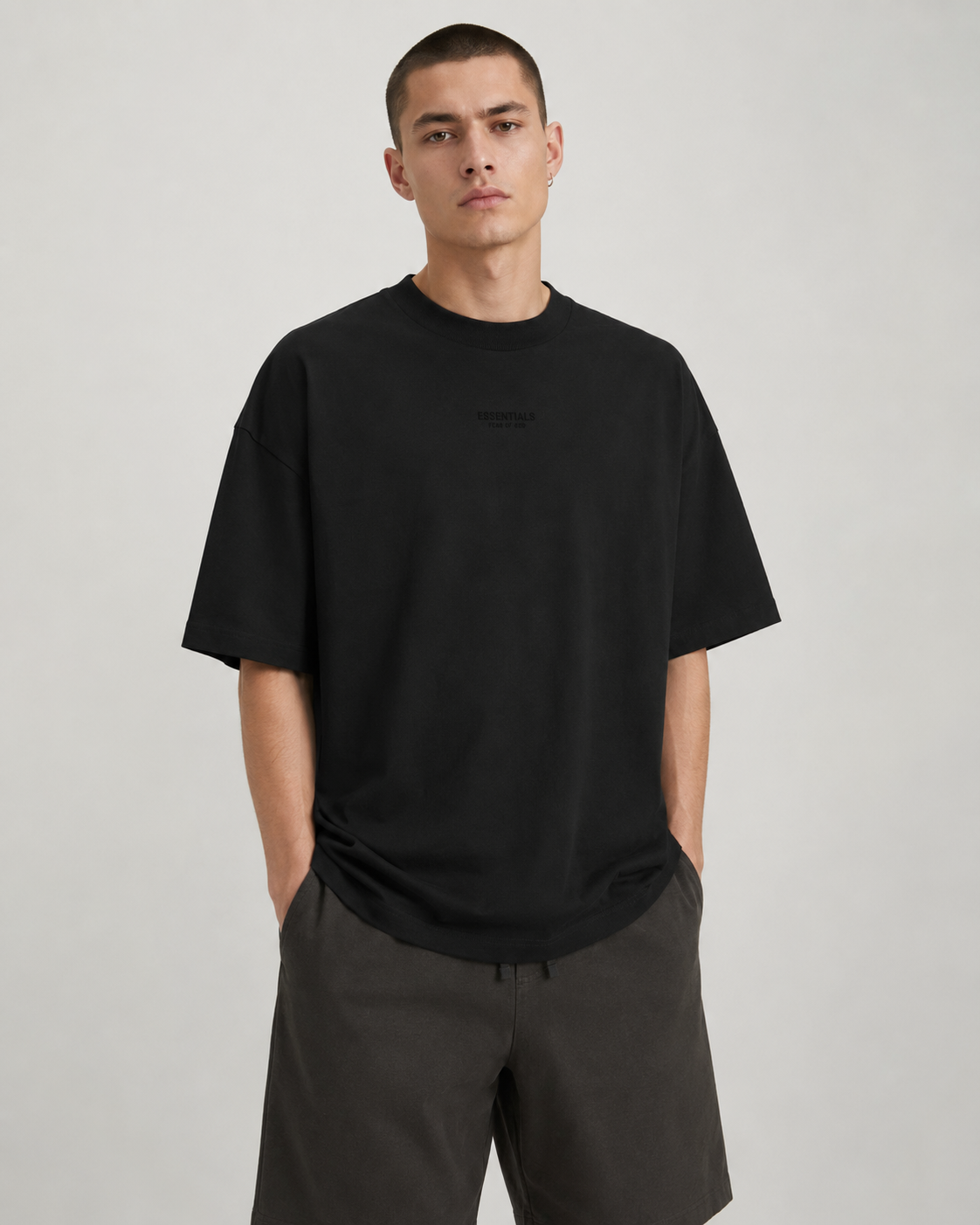 AMBERELLE Tonal Micro Logo Oversized T-Shirt in black