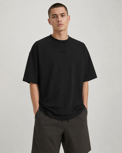 AMBERELLE Tonal Micro Logo Oversized T-Shirt in black