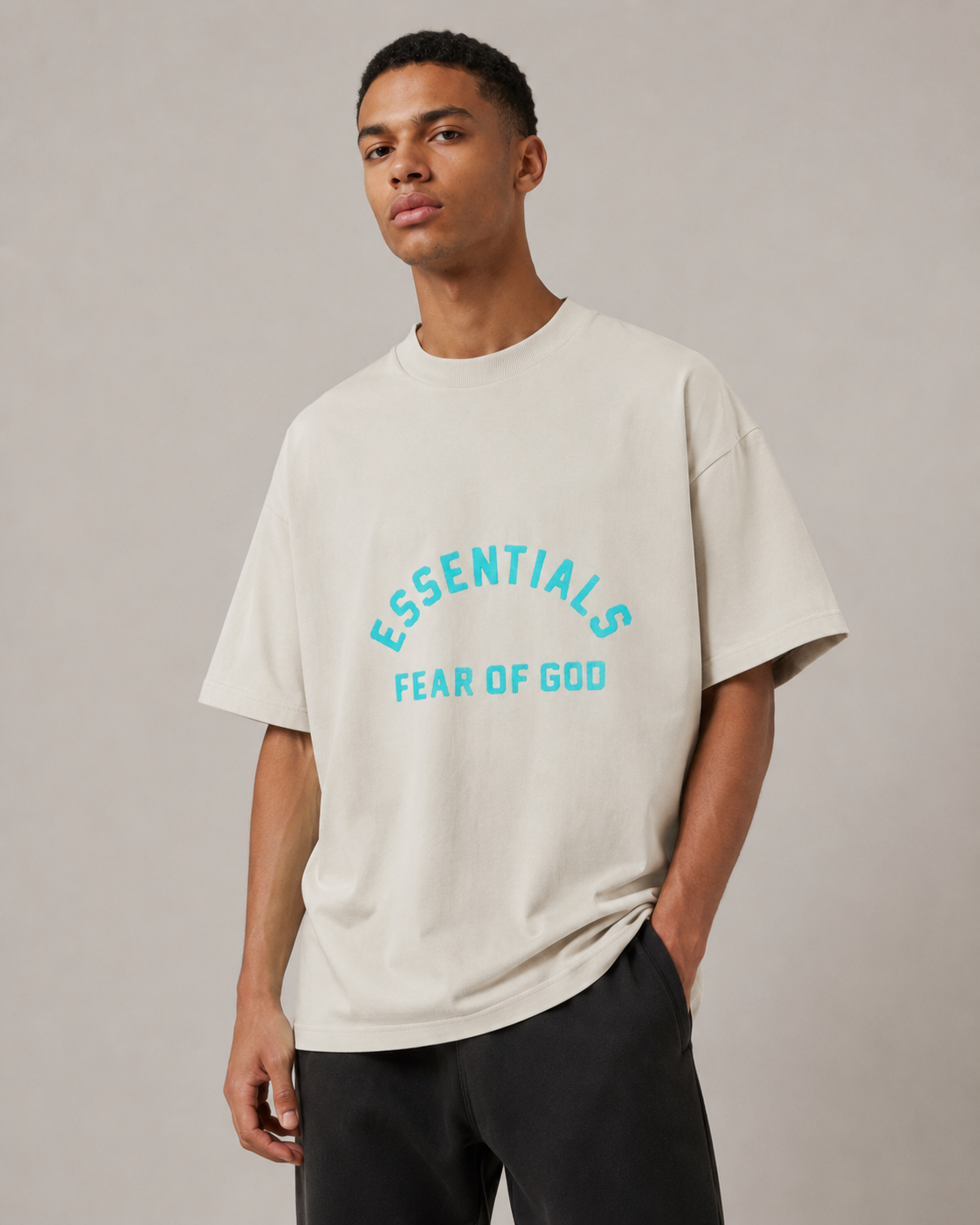 AMBERELLE Arc Logo Oversized T-Shirt in gray