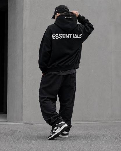 AMBERELLE Back Logo Oversized Fleece Hoodie in black