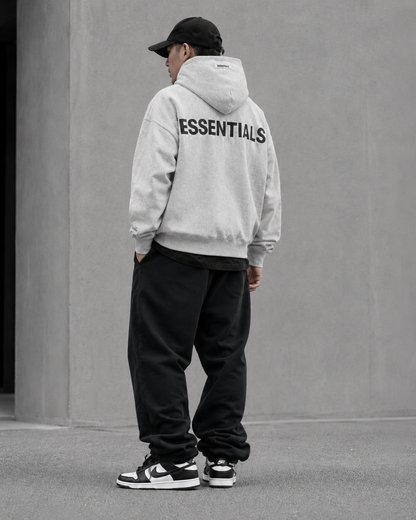 AMBERELLE Back Logo Oversized Fleece Hoodie in light heather grey