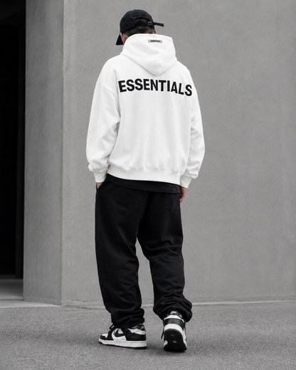 AMBERELLE Back Logo Oversized Fleece Hoodie in white