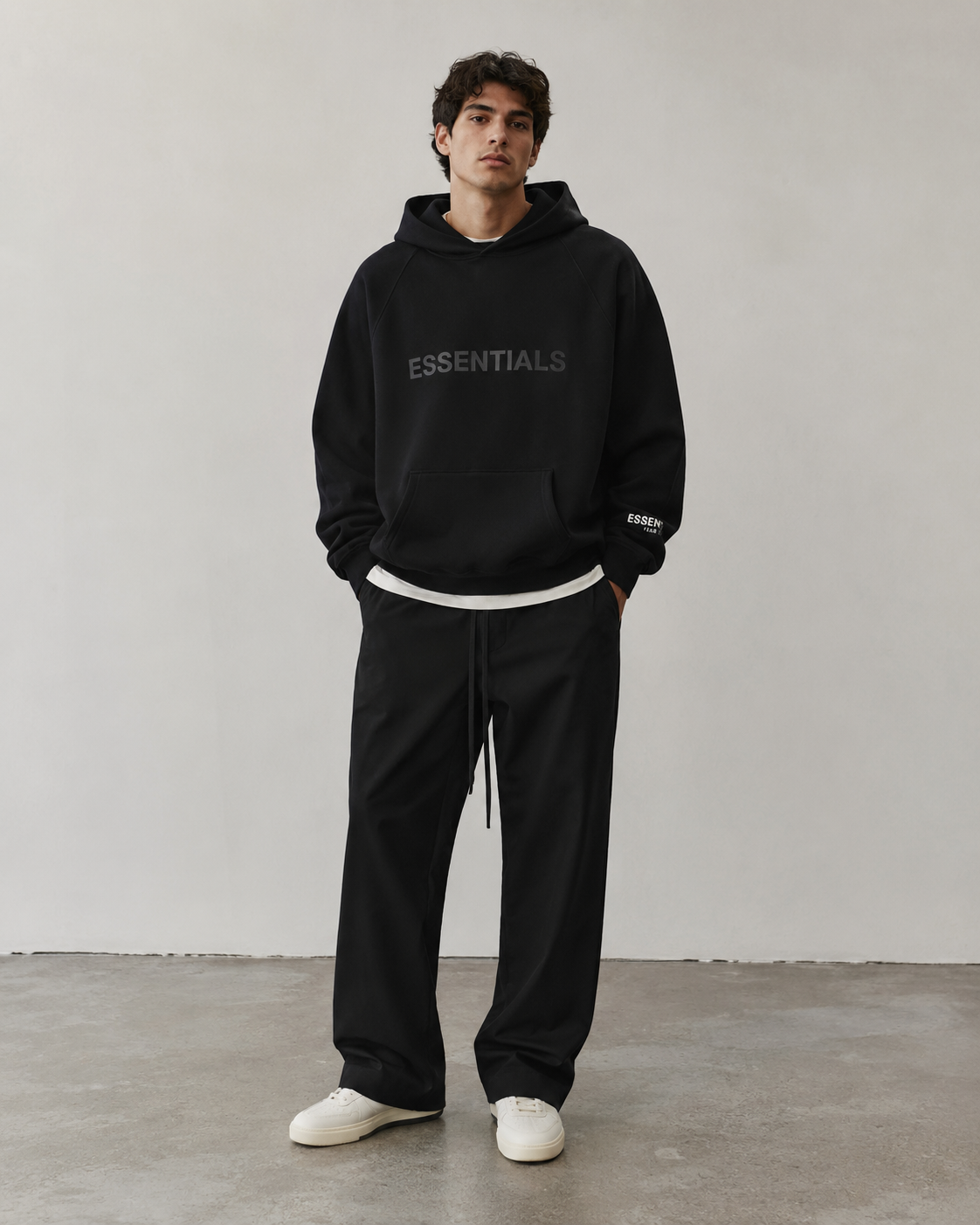 AMBERELLE Side Logo Oversized Fleece Hoodie in black