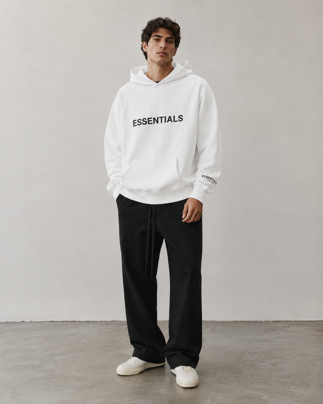 AMBERELLE Side Logo Oversized Fleece Hoodie in white
