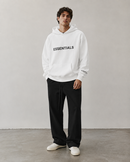 AMBERELLE Side Logo Oversized Fleece Hoodie in white