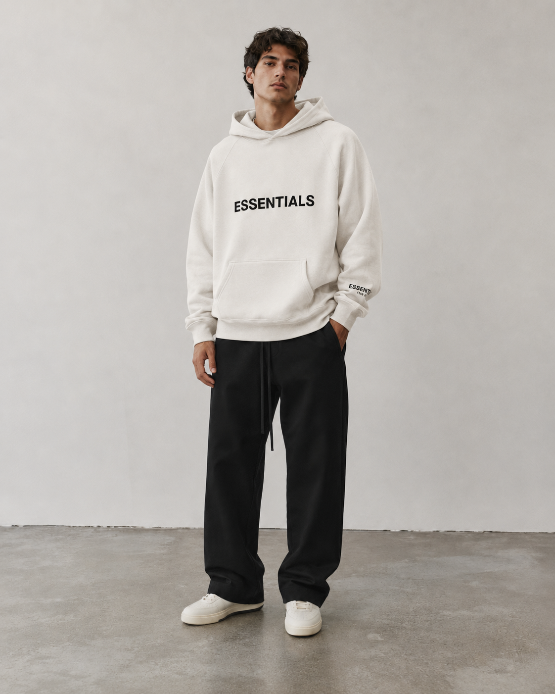 AMBERELLE Side Logo Oversized Fleece Hoodie in cream