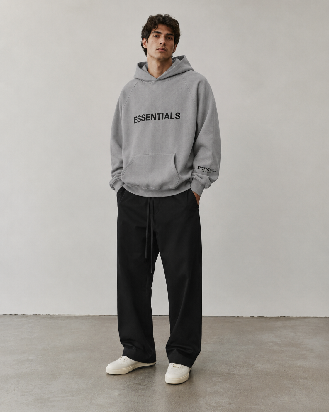 AMBERELLE Side Logo Oversized Fleece Hoodie in cream