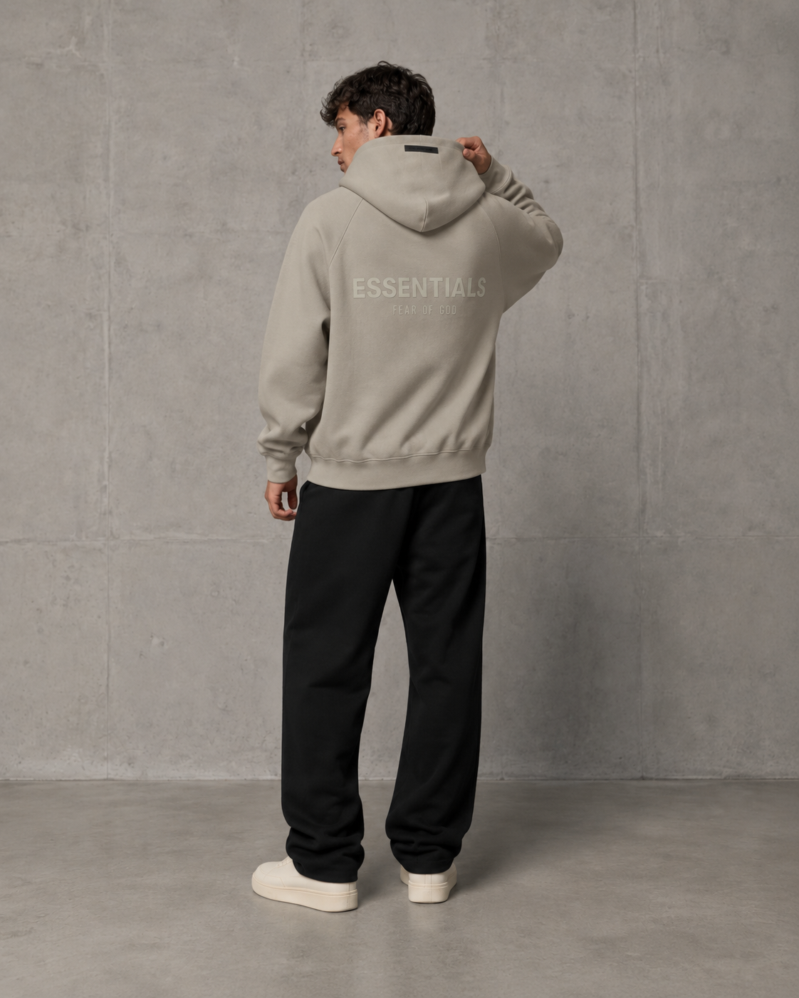 AMBERELLE Back Logo Fleece Pullover Hoodie in black