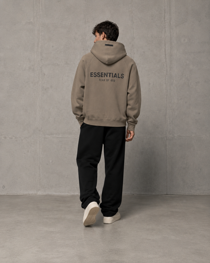 AMBERELLE Back Logo Fleece Pullover Hoodie in black