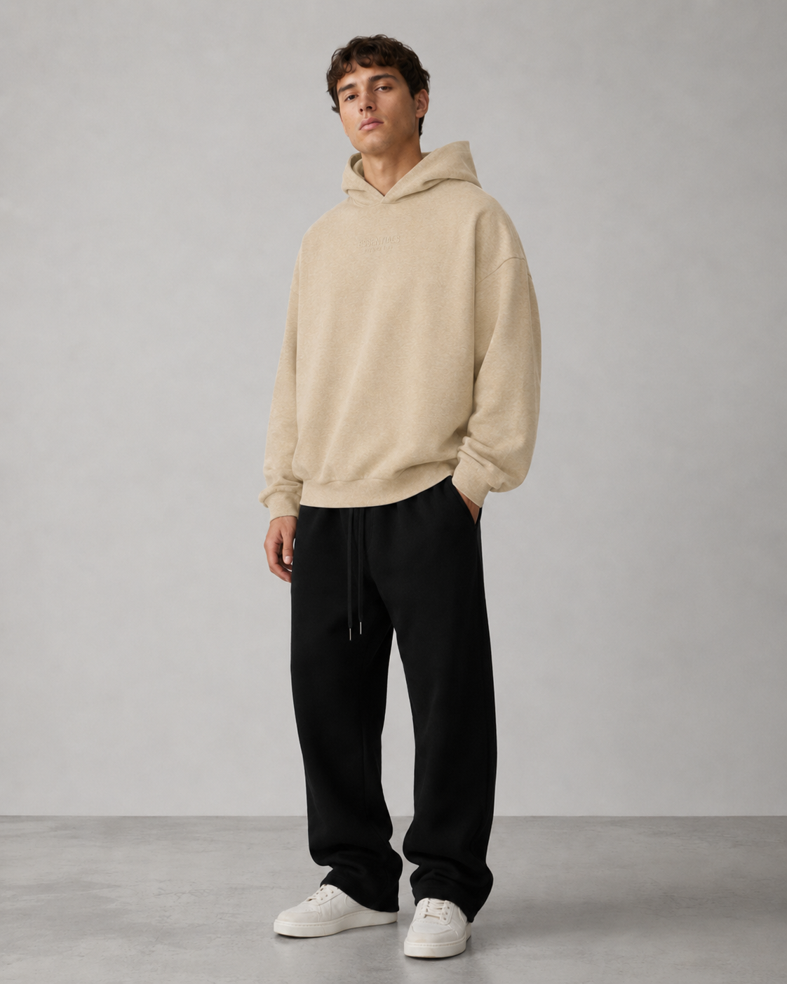 AMBERELLE FW23 Minimal Logo Fleece Hoodie in white