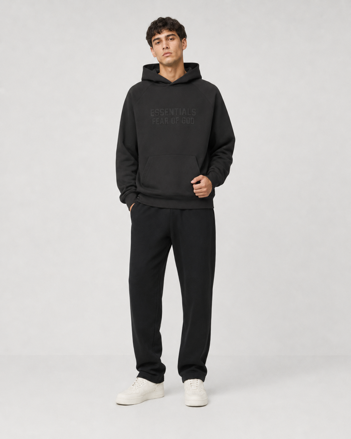 AMBERELLE FW23 Tonal Logo Fleece Hoodie in beige