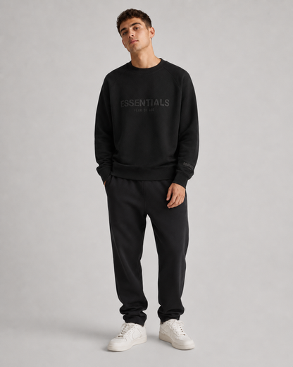 AMBERELLE Core Letter Logo Crewneck Sweatshirt in beige