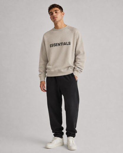 AMBERELLE Core Letter Logo Crewneck Sweatshirt in black