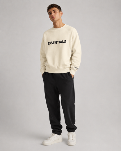 AMBERELLE Core Letter Logo Crewneck Sweatshirt in beige
