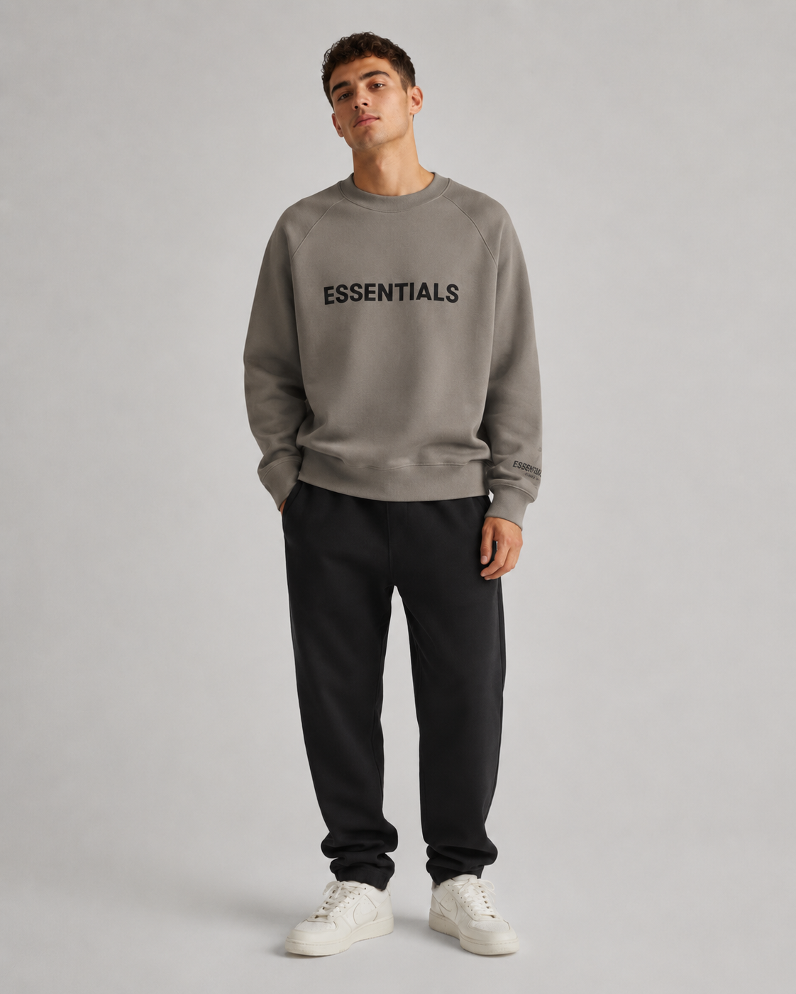 AMBERELLE Core Letter Logo Crewneck Sweatshirt in black