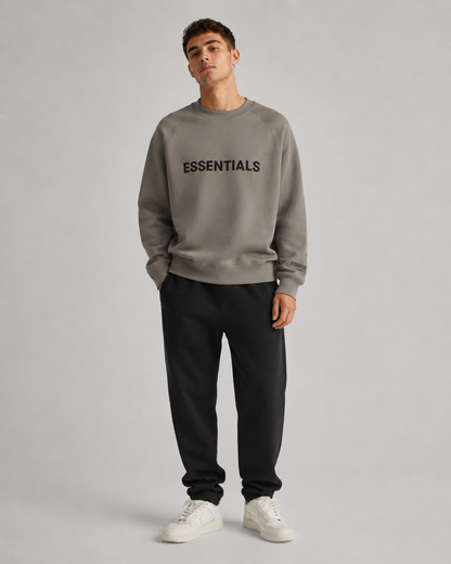 AMBERELLE Core Letter Logo Crewneck Sweatshirt in black