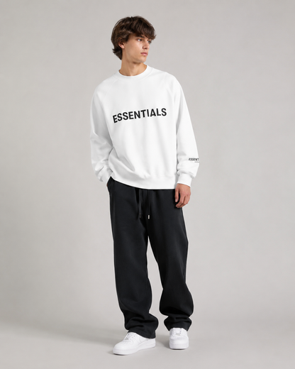 AMBERELLE Core Letter Logo Crewneck Sweatshirt in beige