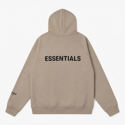 AMBERELLE Back Logo Fleece Hoodie in taupe