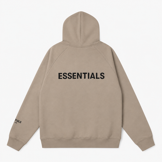 AMBERELLE Back Logo Fleece Hoodie in taupe