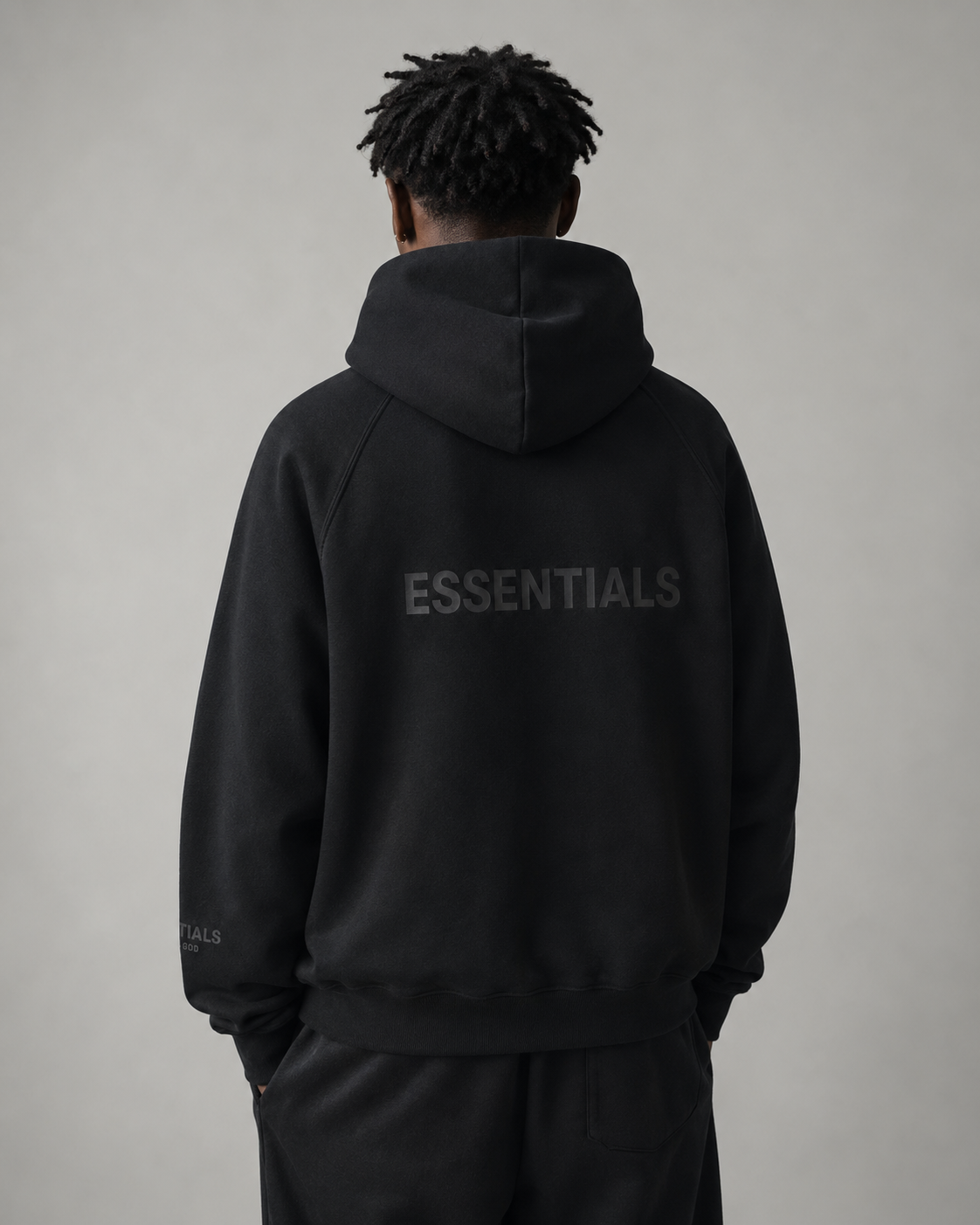 AMBERELLE Back Logo Fleece Hoodie in taupe