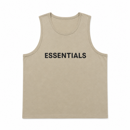 AMBERELLE Core Logo Cotton Tank Top in taupe
