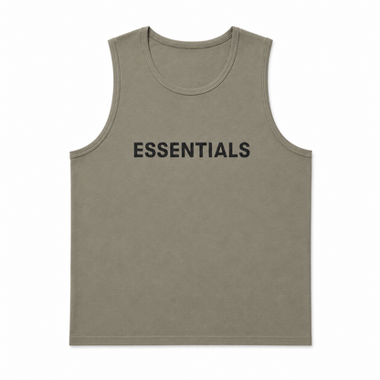AMBERELLE Core Logo Cotton Tank Top in taupe
