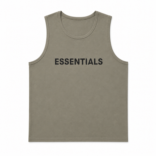 AMBERELLE Core Logo Cotton Tank Top in taupe
