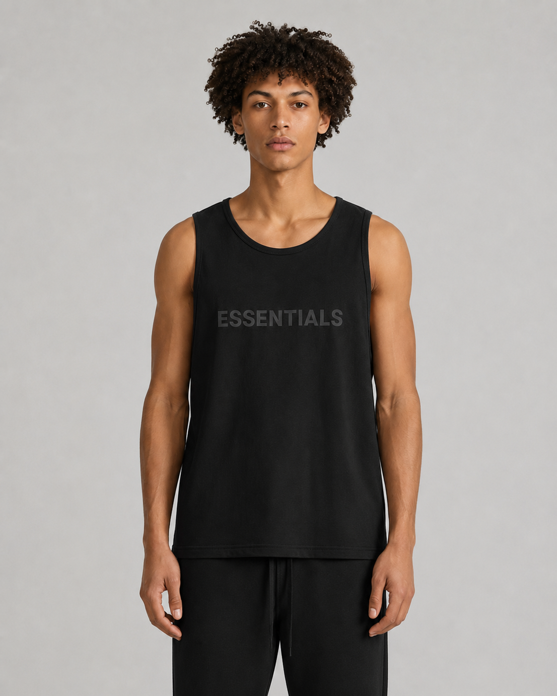 AMBERELLE Core Logo Cotton Tank Top in taupe