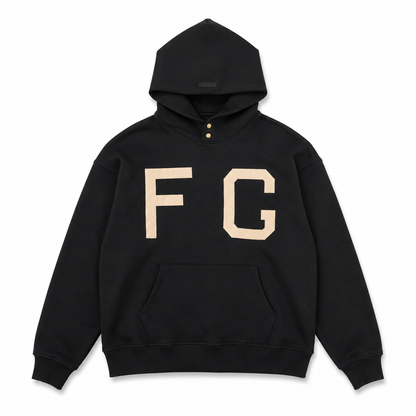 AMBERELLE Oversized Varsity Letter Fleece Hoodie in black