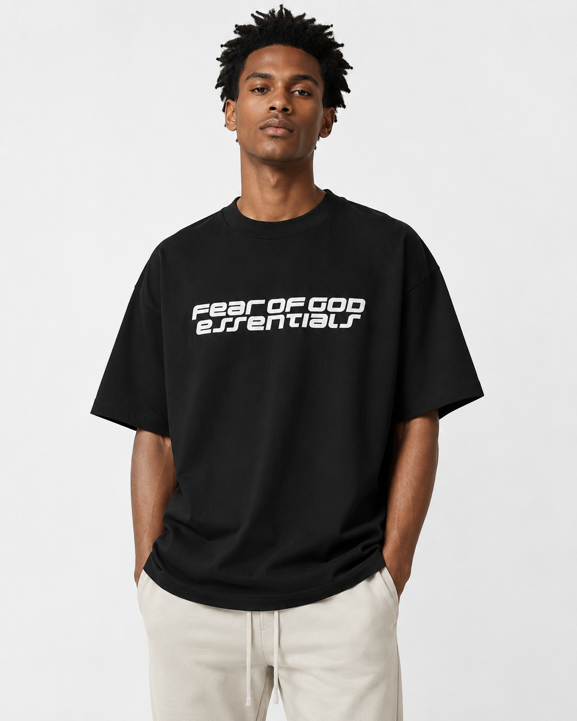 AMBERELLE Racing Logo Boxy T-Shirt in black
