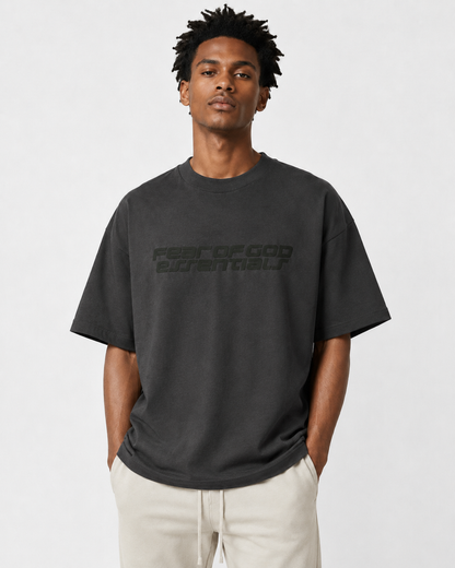 AMBERELLE Racing Logo Boxy T-Shirt in gray