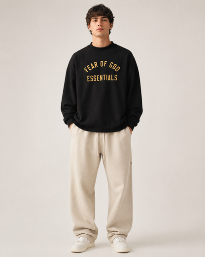 AMBERELLE Arched Logo Oversized Long Sleeve Tee in black