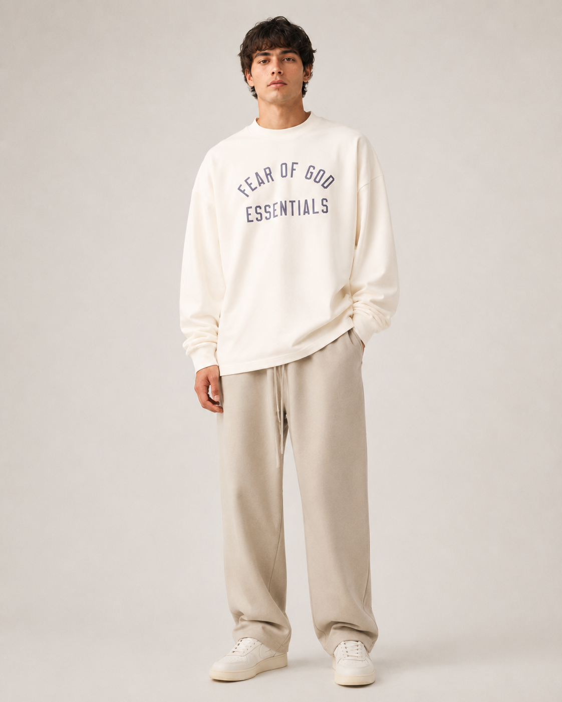 AMBERELLE Arched Logo Oversized Long Sleeve Tee in black