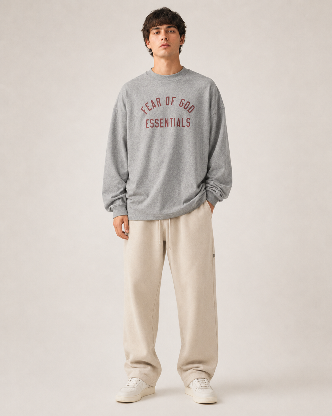 AMBERELLE Arched Logo Oversized Long Sleeve Tee in black