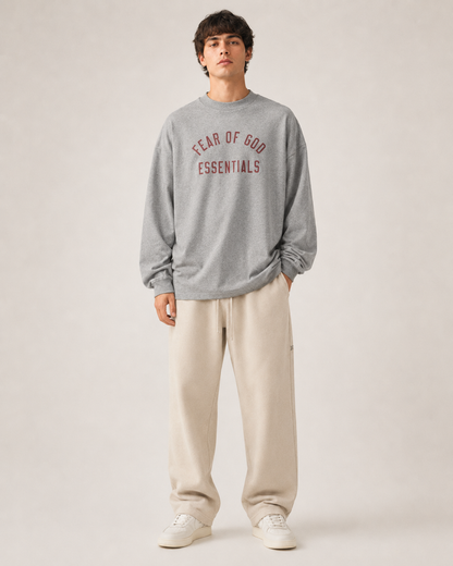 AMBERELLE Arched Logo Oversized Long Sleeve Tee in black