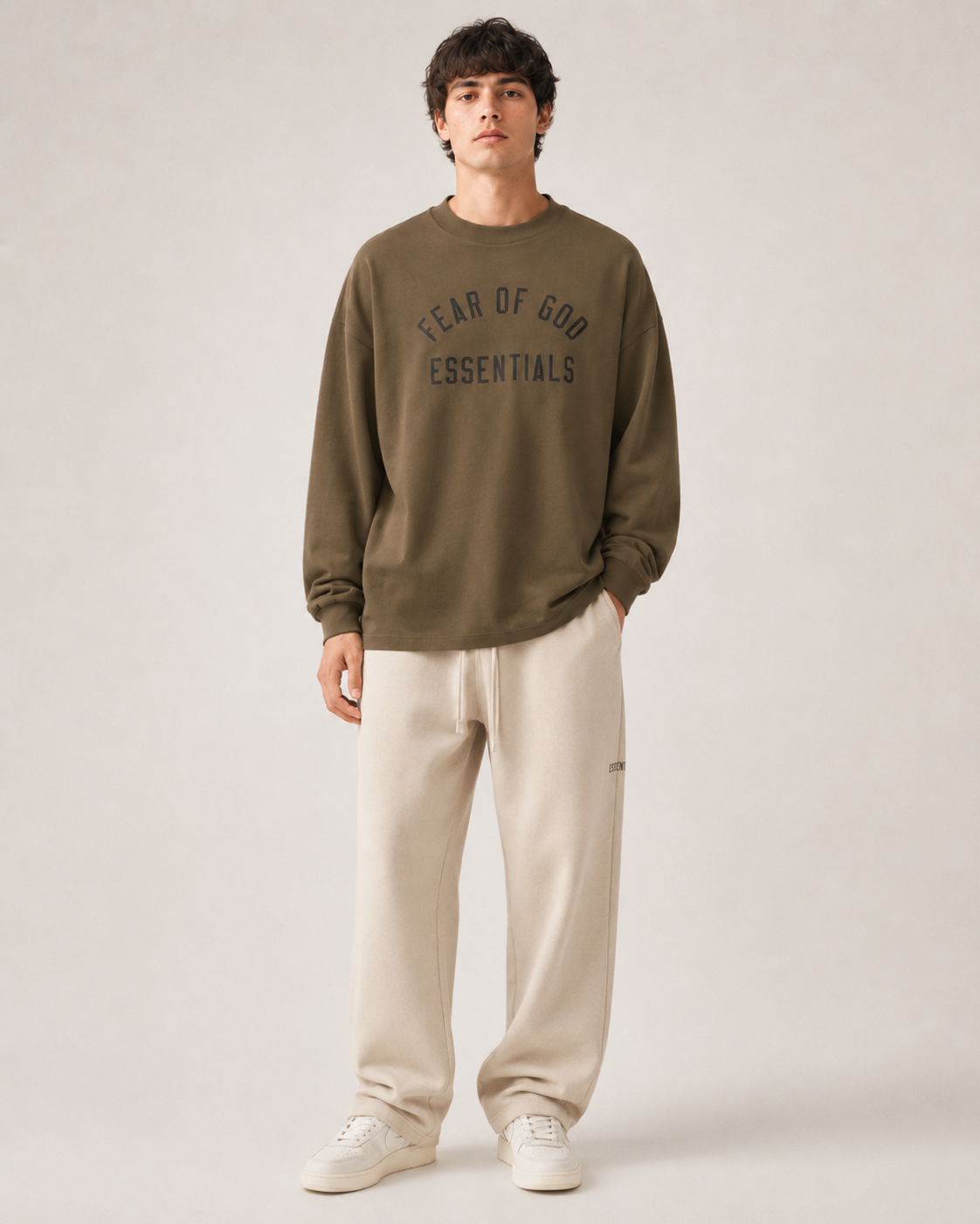 AMBERELLE Arched Logo Oversized Long Sleeve Tee in black