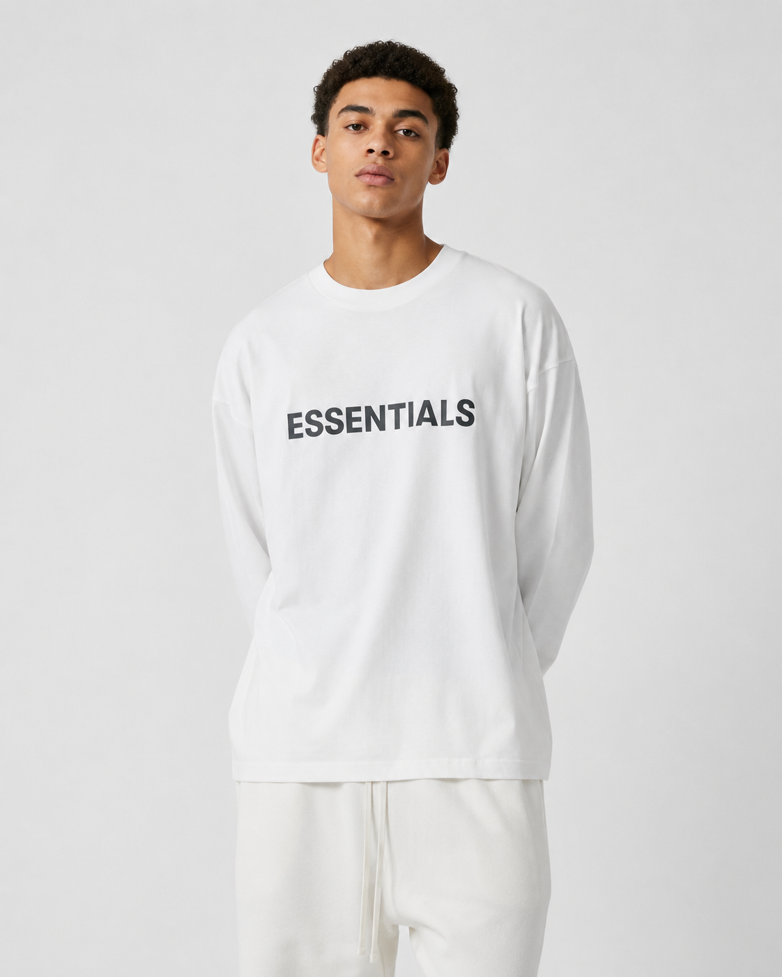 AMBERELLE Core Logo Long Sleeve Tee in taupe