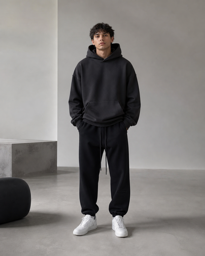 AMBERELLE Core Flocked Logo Sweatpants in cream