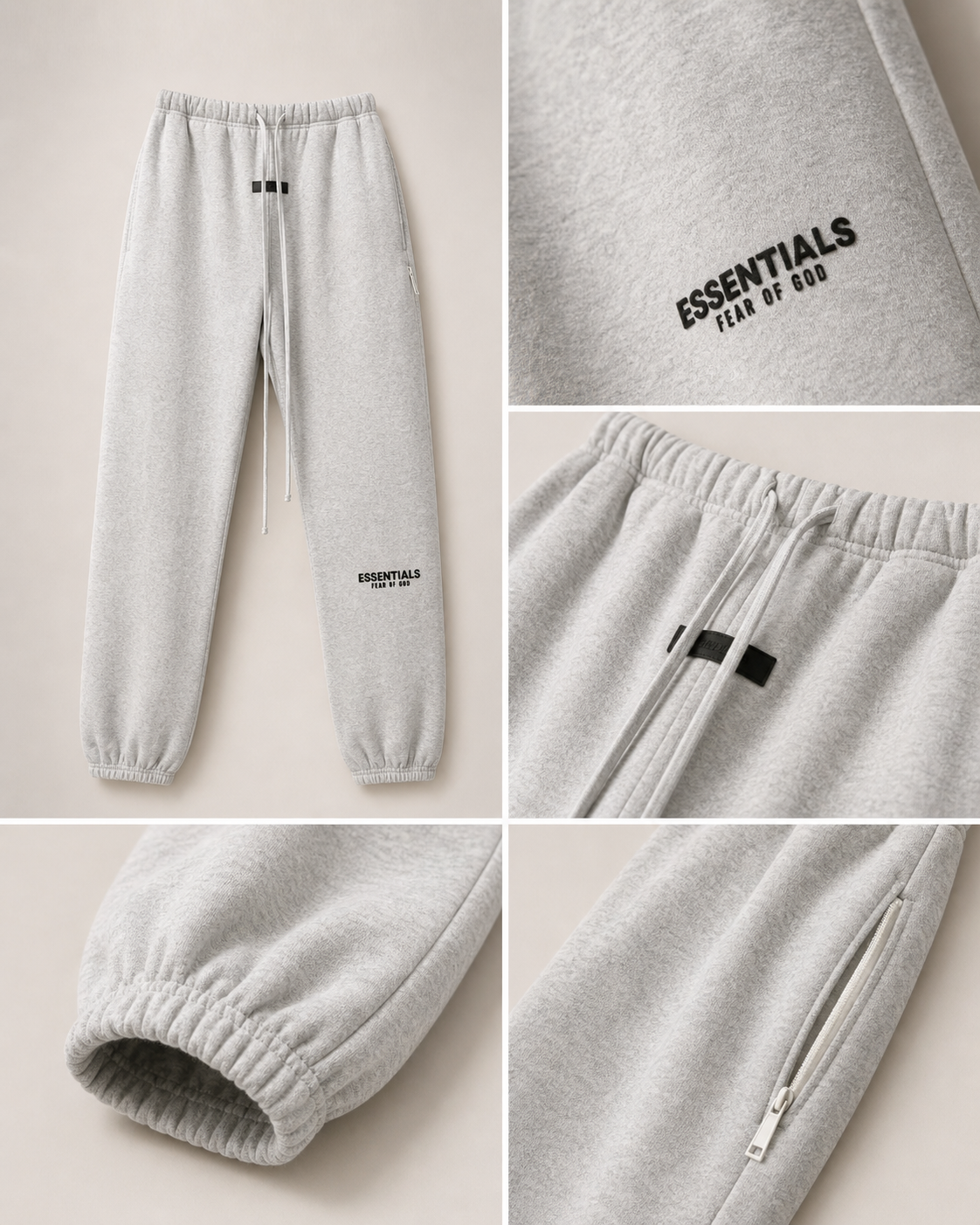 AMBERELLE Core Flocked Logo Sweatpants in cream